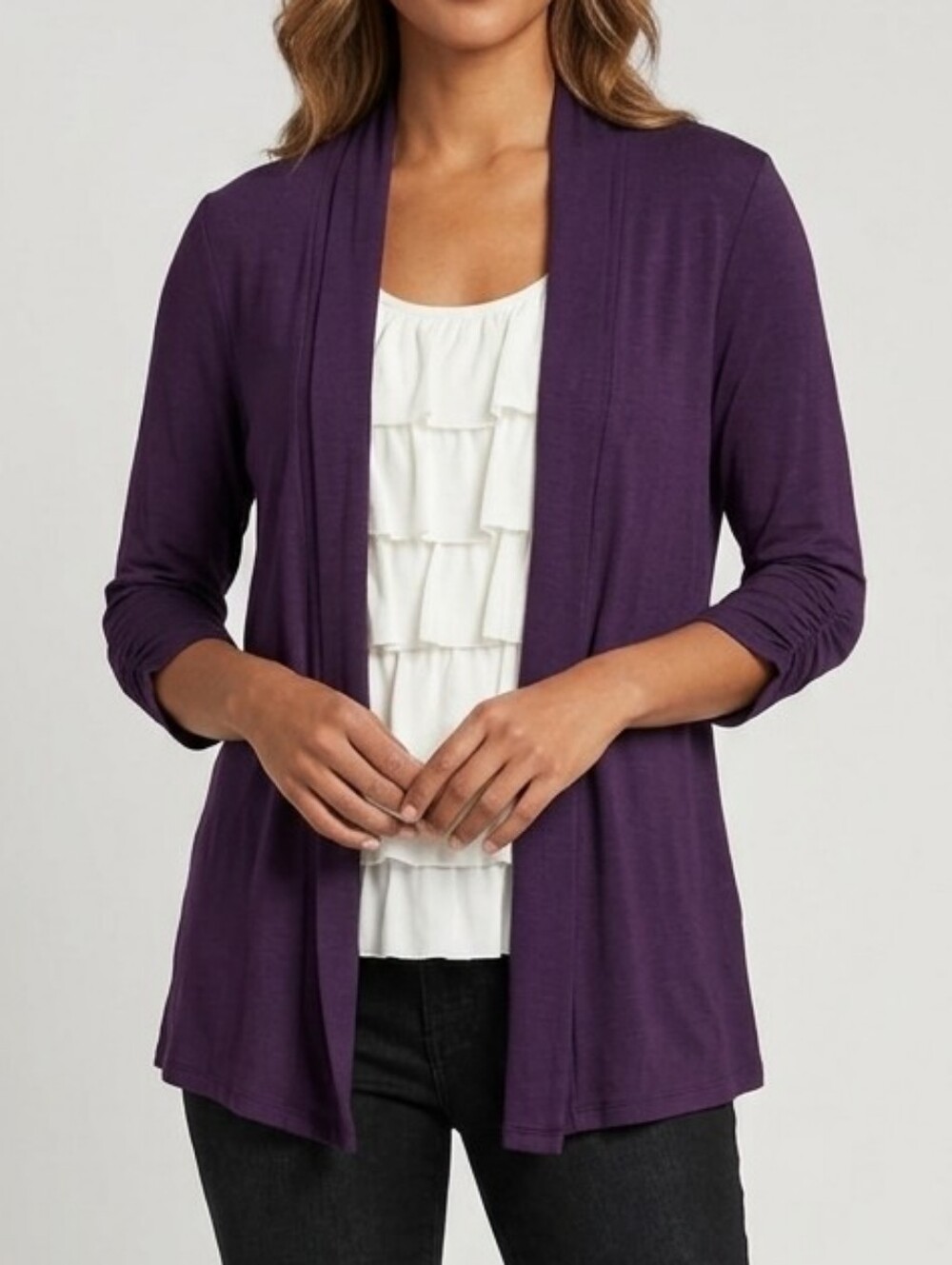 AGB Purple Cardigan & Ruffle Shell Relaxed Fit